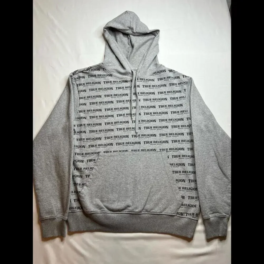 True Religion Mens Loungewear All‎ Over Print Pullover Hoodie Sz Medium